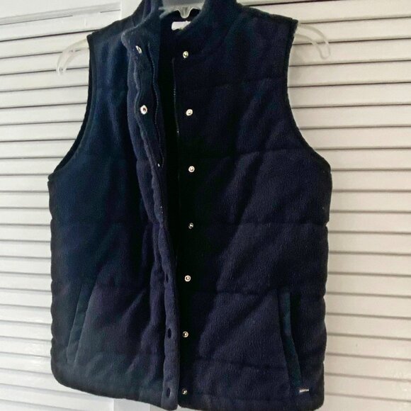 Vintage Charter Club Womens Vest Black Quilted Fleece Puffer Zip Snaps Pockets M - Picture 2 of 8